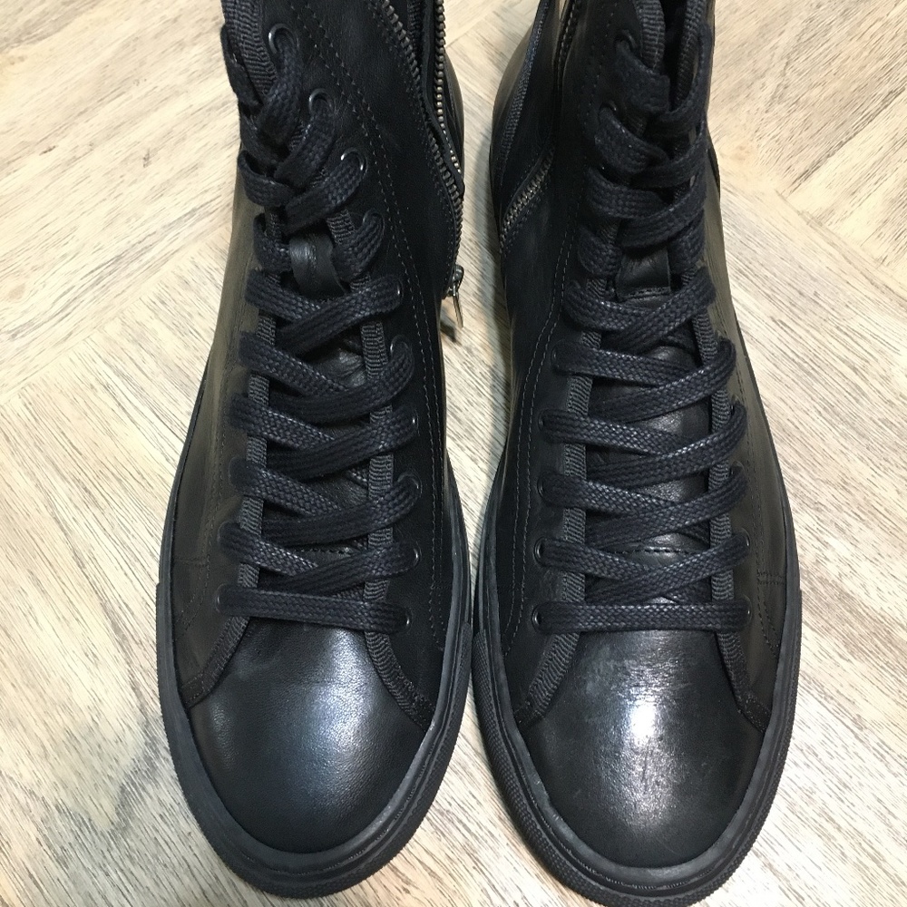 MENS 43 THE KOOPLES ALL BLACK HIGH TOP SNEAKER NEW